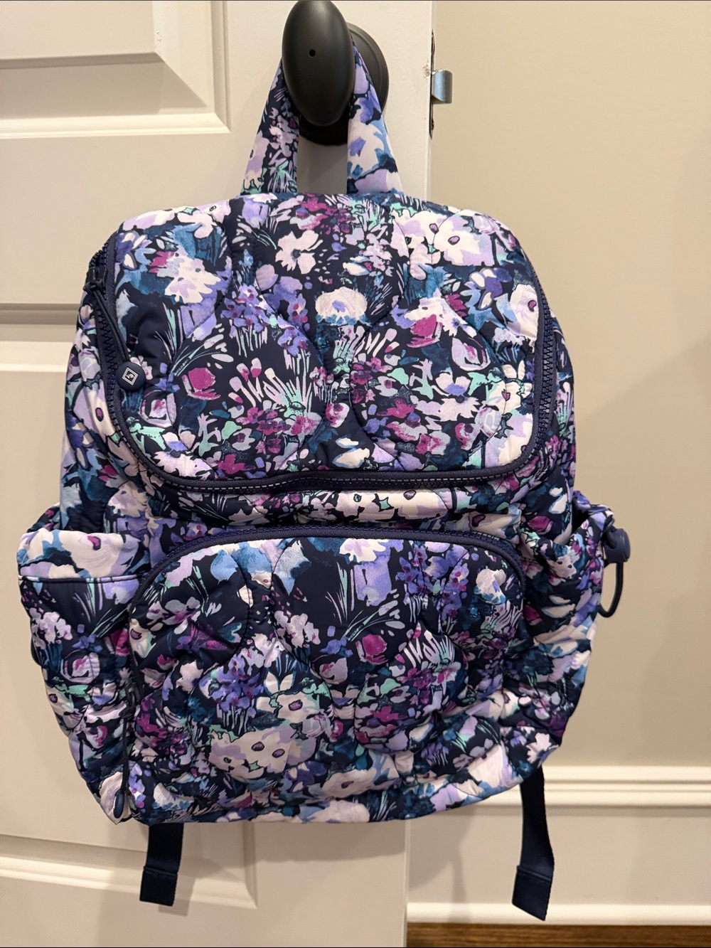Vera Bradley Quilted Floral Backpack - Navy & Lavender